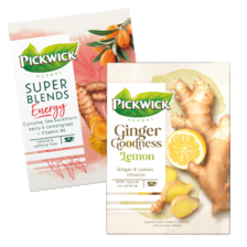 Pickwick super blends, evening blends of ginger goodness